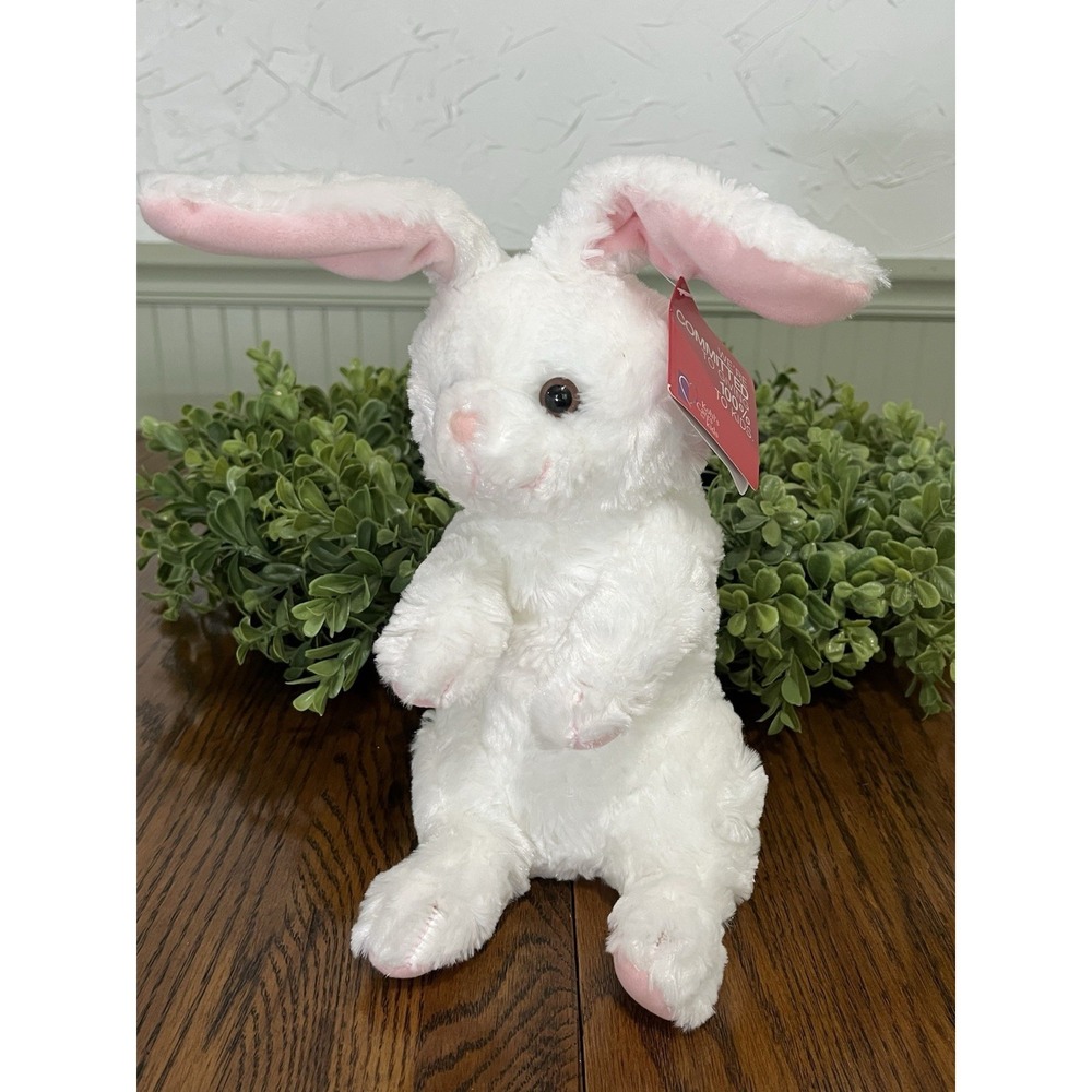 Gund White Bunny Rabbit Plush Stuffed Animal Kohl's Cares 10" 2009 Bendable Ears